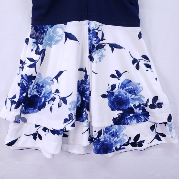 Speechless Navy Blue N White Floral Layered Formal Party Preppy Dress Size XL - Picture 11 of 15